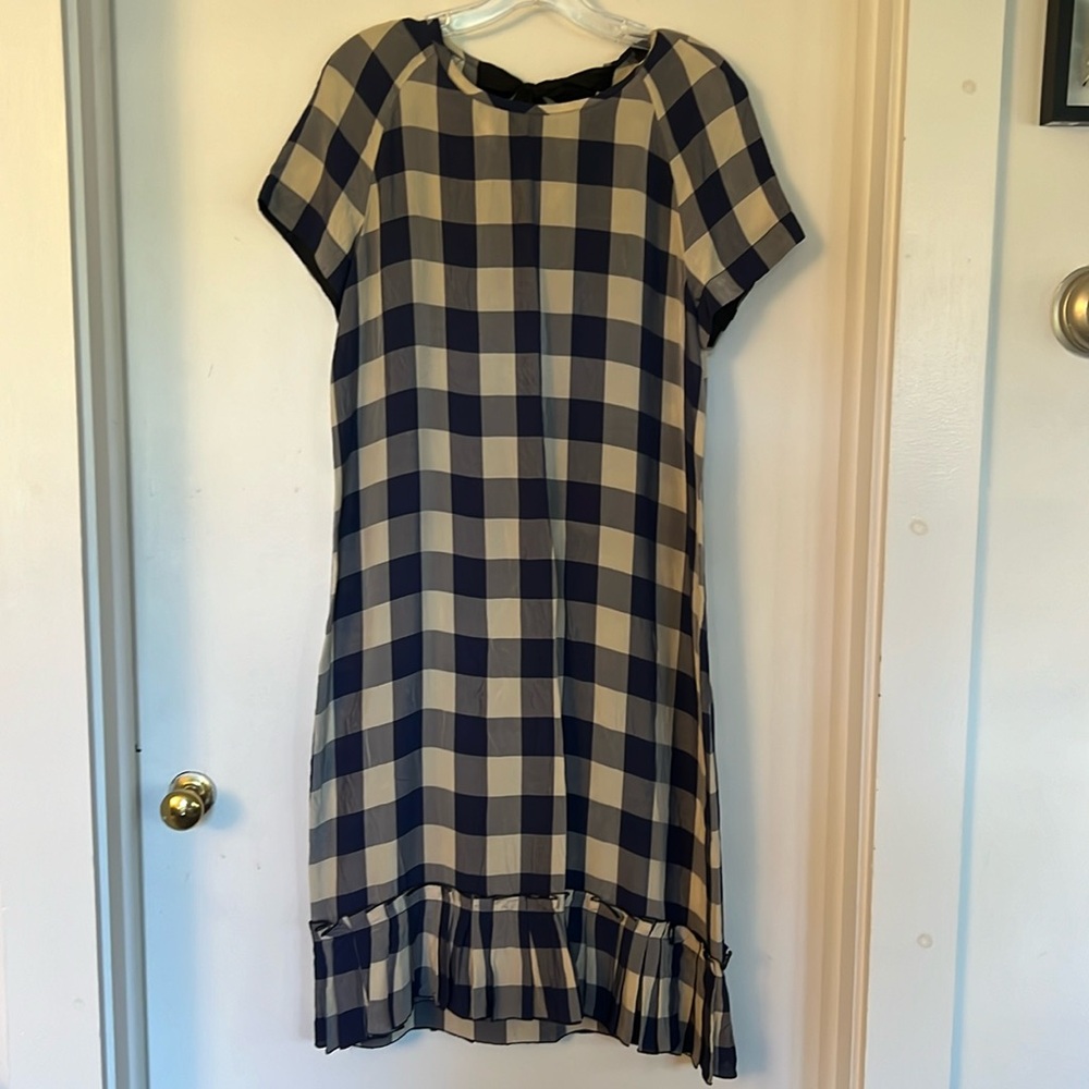 Blue and white gingham Sara Lanzi designer dress